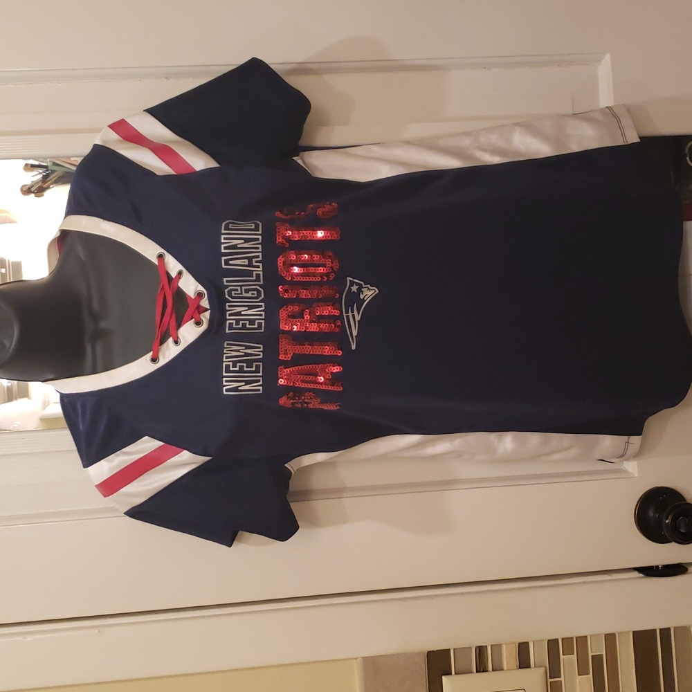 Navy blue patriots jersey NFL first and fashion size Large